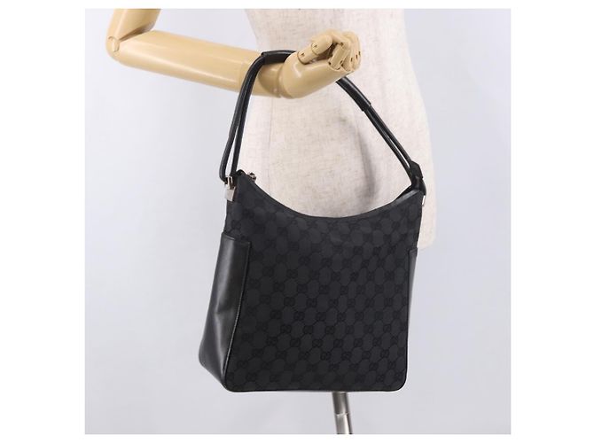 Borsa a Spalla GUCCI GG Canvas Nera Argento 001 3766 2123 Auth 184615 Nero - vista 24