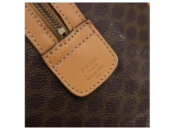 Céline Borsa CELINE Macadam Canvas PVC Pelle Marrone Oro Auth 183369A D'oro - vista 12