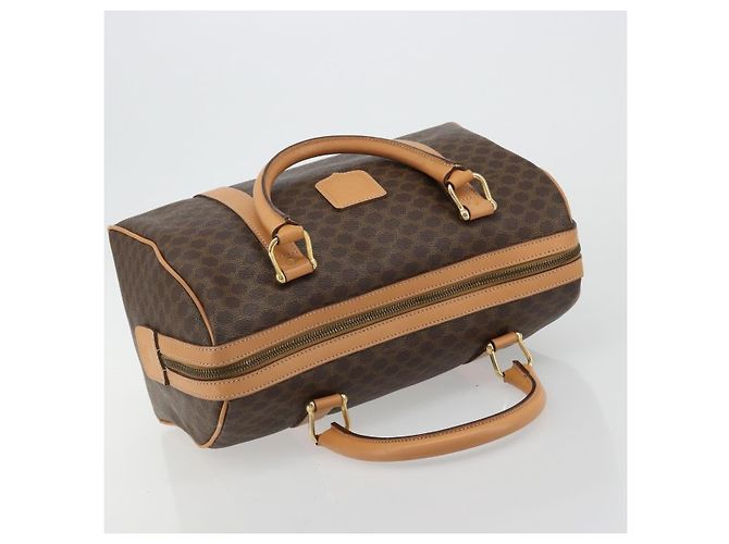 Céline Borsa CELINE Macadam Canvas PVC Pelle Marrone Oro Auth 183369A D'oro - vista 6