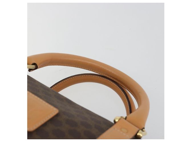 Céline Borsa CELINE Macadam Canvas PVC Pelle Marrone Oro Auth 183369A D'oro - vista 8