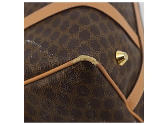 Céline Borsa CELINE Macadam Canvas PVC Pelle Marrone Oro Auth 183369A D'oro - vista 9