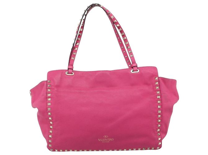 VALENTINO Studs Tote Bag Leder 2way Pink Gold Auth BA13295 Golden - Ansicht 2