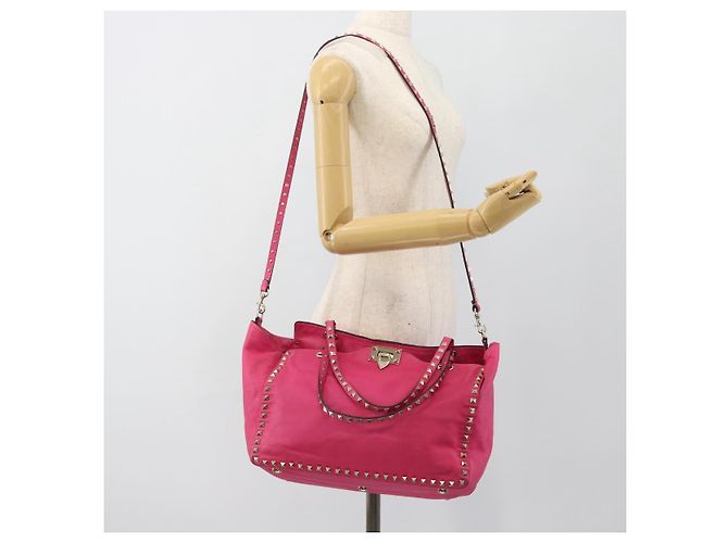 VALENTINO Studs Tote Bag Leder 2way Pink Gold Auth BA13295 Golden - Ansicht 23