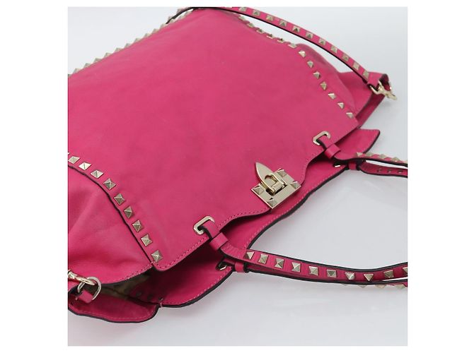 VALENTINO Studs Tote Bag Leder 2way Pink Gold Auth BA13295 Golden - Ansicht 6