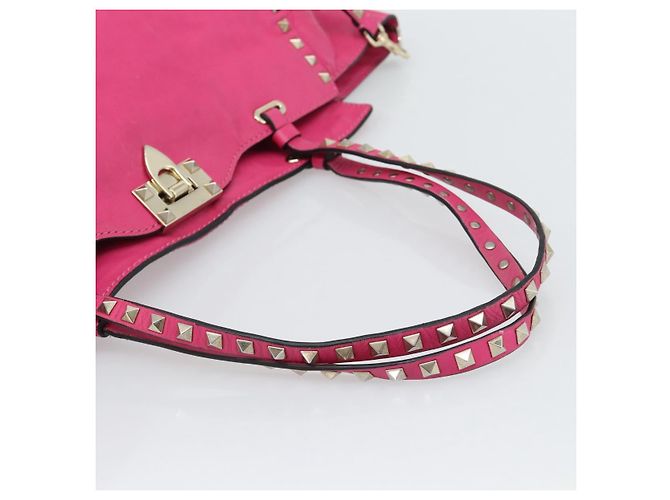 VALENTINO Studs Tote Bag Leder 2way Pink Gold Auth BA13295 Golden - Ansicht 7