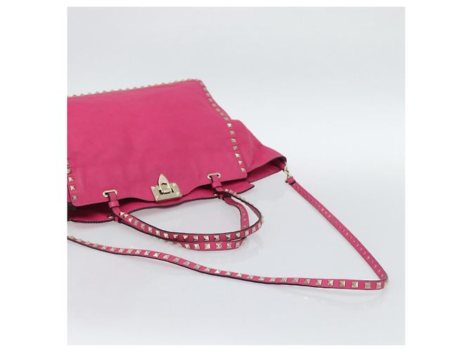 VALENTINO Studs Tote Bag Leder 2way Pink Gold Auth BA13295 Golden - Ansicht 9