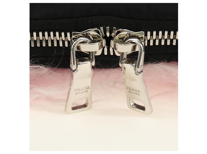 Borsa a Spalla con Catena PRADA in Pelliccia Rosa Argento 184728SAM - vista 19