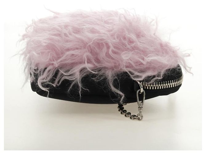 Borsa a Spalla con Catena PRADA in Pelliccia Rosa Argento 184728SAM - vista 4