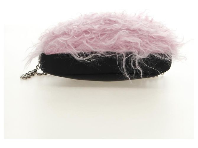 Borsa a Spalla con Catena PRADA in Pelliccia Rosa Argento 184728SAM - vista 5