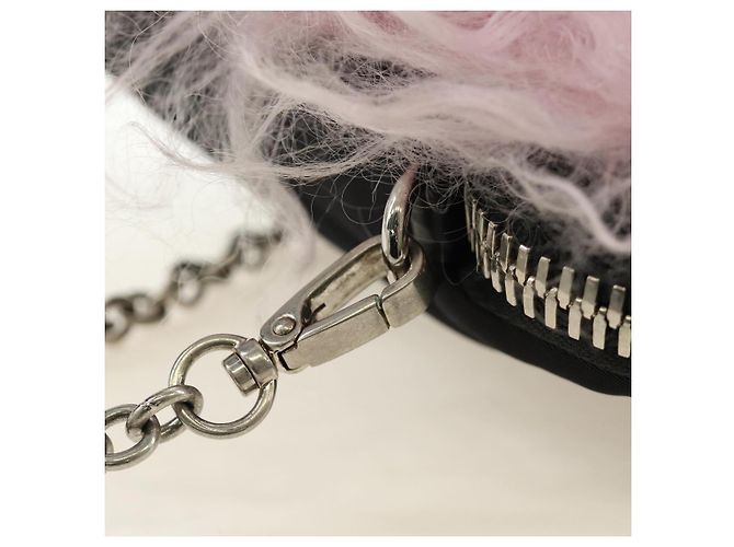 Borsa a Spalla con Catena PRADA in Pelliccia Rosa Argento 184728SAM - vista 9