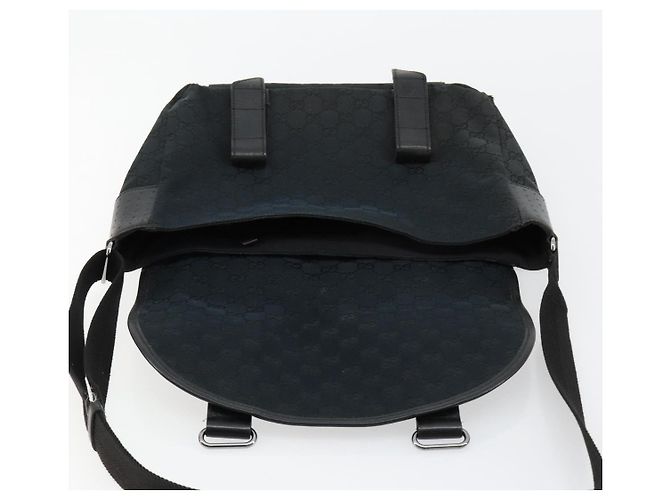 Borsa a tracolla GUCCI GG Canvas Nera Argento 145859 Auth ka4704 Nero - vista 10