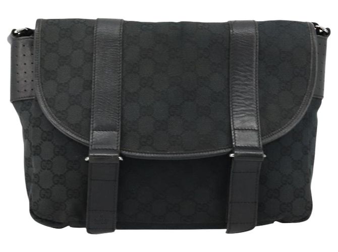 Borsa a tracolla GUCCI GG Canvas Nera Argento 145859 Auth ka4704 Nero - vista 13