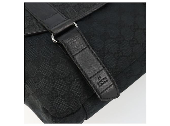 Borsa a tracolla GUCCI GG Canvas Nera Argento 145859 Auth ka4704 Nero - vista 17