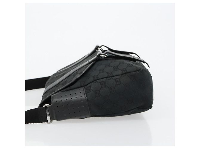 Borsa a tracolla GUCCI GG Canvas Nera Argento 145859 Auth ka4704 Nero - vista 4