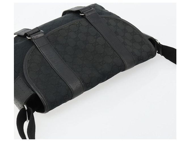 Borsa a tracolla GUCCI GG Canvas Nera Argento 145859 Auth ka4704 Nero - vista 6