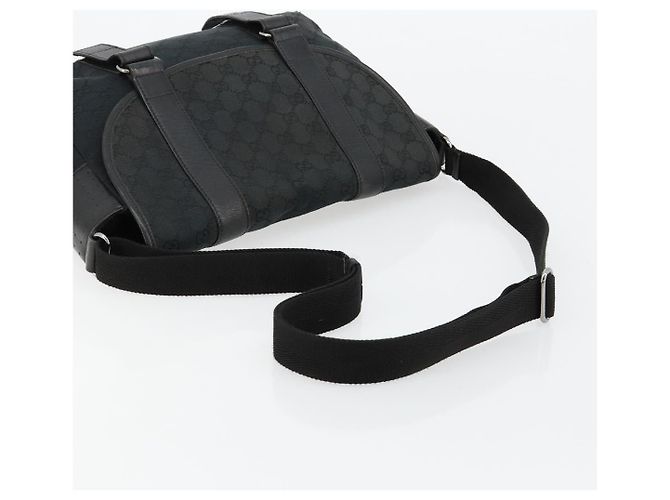 Borsa a tracolla GUCCI GG Canvas Nera Argento 145859 Auth ka4704 Nero - vista 7