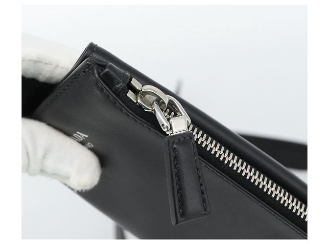 Borsa a Spalla PRADA Triangle in Pelle Nera e Gialla Auth ka4743SM Nero Giallo - vista 16