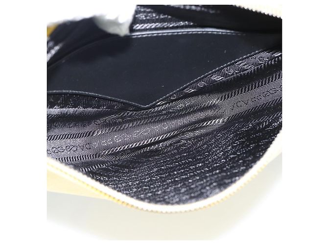 Borsa a Spalla PRADA Triangle in Pelle Nera e Gialla Auth ka4743SM Nero Giallo - vista 9