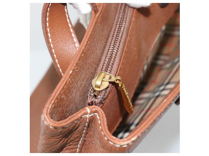 Borsa Burberry in pelle marrone oro Auth ep14863 D'oro - vista 11