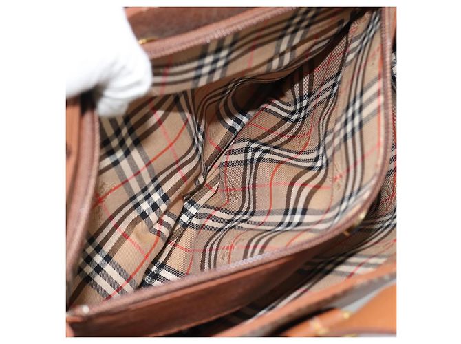 Borsa Burberry in pelle marrone oro Auth ep14863 D'oro - vista 12