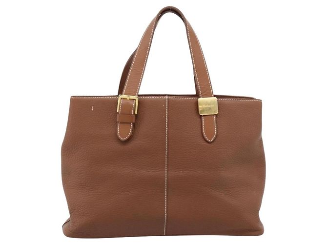 Borsa Burberry in pelle marrone oro Auth ep14863 D'oro - vista 13