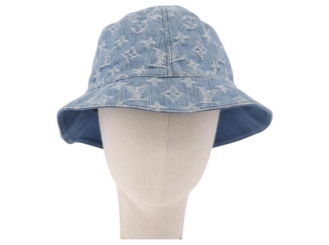 Cappello bucket LOUIS VUITTON Monogram Denim Blu LV Auth ar13961A - vista 13