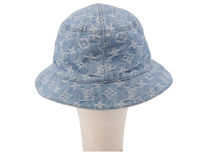 Cappello bucket LOUIS VUITTON Monogram Denim Blu LV Auth ar13961A - vista 2