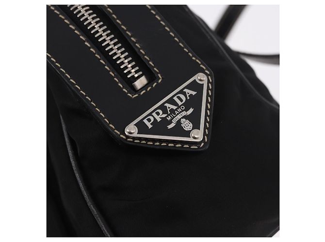 Borsa a Spalla PRADA Nylon Nero Argento Auth 185658SAM - vista 20