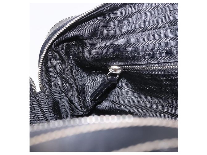 Borsa a Spalla PRADA Nylon Nero Argento Auth 185658SAM - vista 24