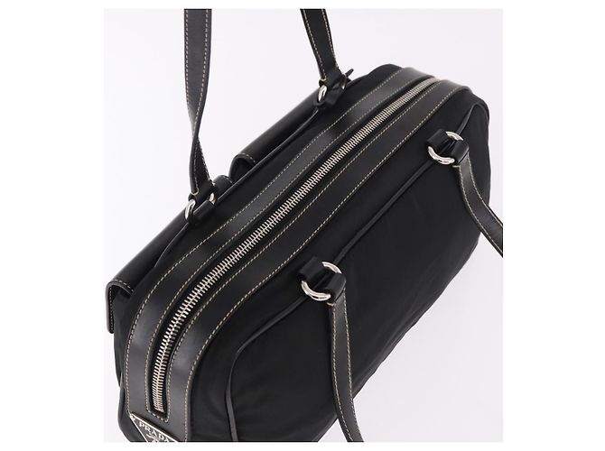 Borsa a Spalla PRADA Nylon Nero Argento Auth 185658SAM - vista 6