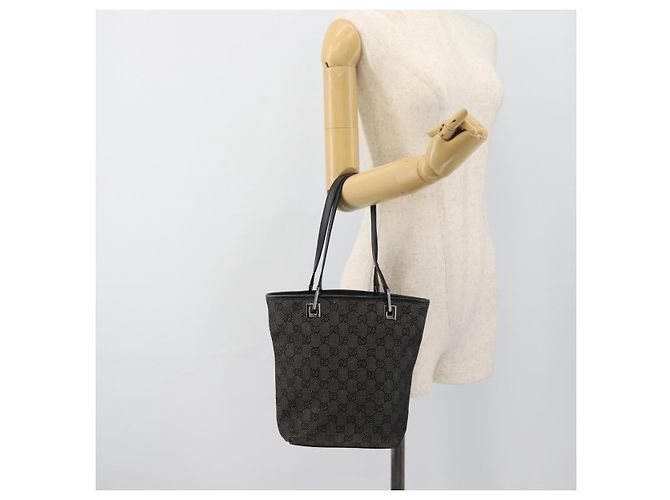Borsa Tote GUCCI GG Canvas Nera Argento 31244 Auth ep14868 Nero - vista 21