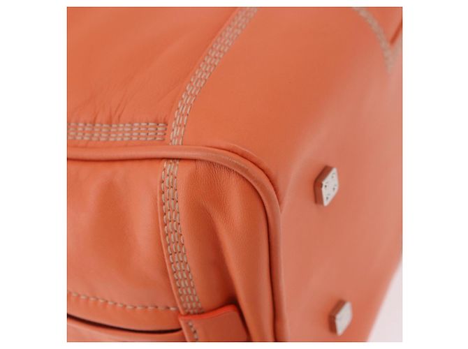 Sac à main LOEWE Anagram Americana 28 en cuir Orange Argent Auth ep14765 - vue 16