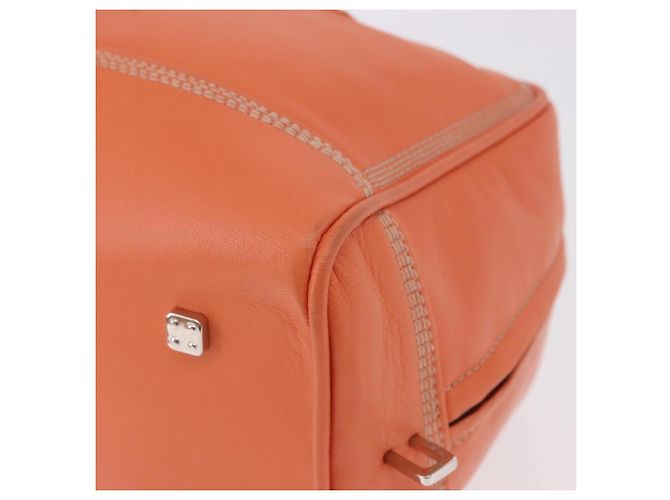 Sac à main LOEWE Anagram Americana 28 en cuir Orange Argent Auth ep14765 - vue 17