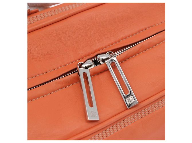 Sac à main LOEWE Anagram Americana 28 en cuir Orange Argent Auth ep14765 - vue 18