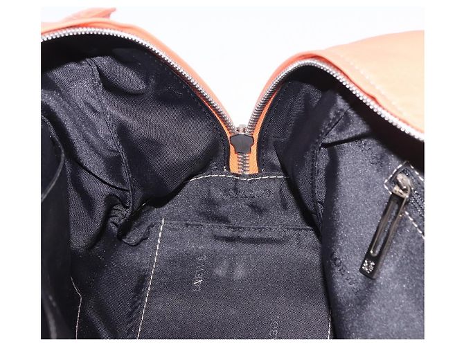 Sac à main LOEWE Anagram Americana 28 en cuir Orange Argent Auth ep14765 - vue 22