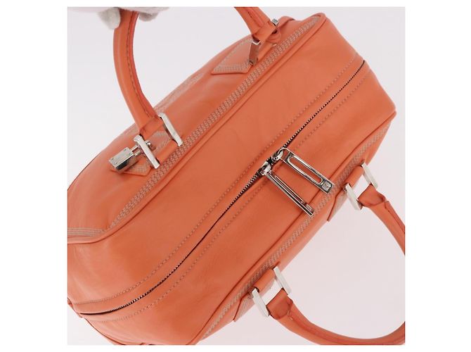 Sac à main LOEWE Anagram Americana 28 en cuir Orange Argent Auth ep14765 - vue 7
