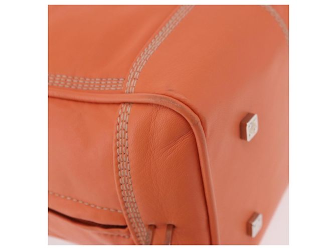 Sac à main LOEWE Anagram Americana 28 en cuir Orange Argent Auth ep14765 - vue 9