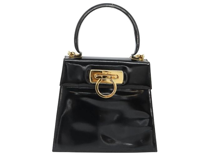 Borsa Salvatore Ferragamo Gancini in Pelle 2way Nera Oro Auth 185010 Nero D'oro - vista 13