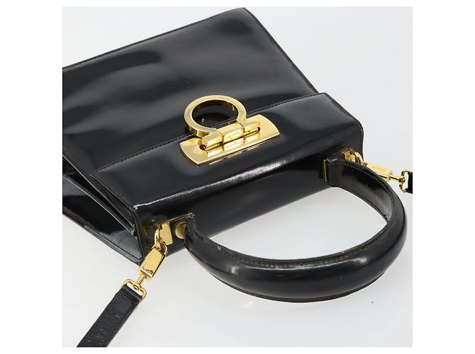 Borsa Salvatore Ferragamo Gancini in Pelle 2way Nera Oro Auth 185010 Nero D'oro - vista 14