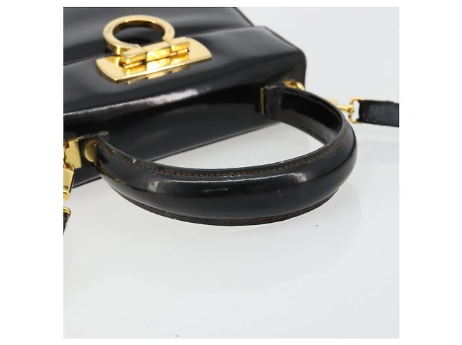 Borsa Salvatore Ferragamo Gancini in Pelle 2way Nera Oro Auth 185010 Nero D'oro - vista 9