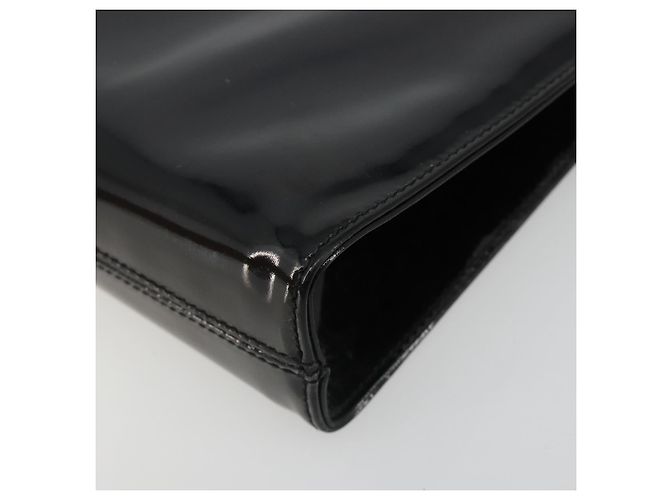 Sac à chaîne Gancini Salvatore Ferragamo en cuir verni noir et or Auth 184797 Doré - vue 15