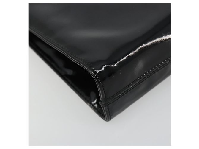 Sac à chaîne Gancini Salvatore Ferragamo en cuir verni noir et or Auth 184797 Doré - vue 16