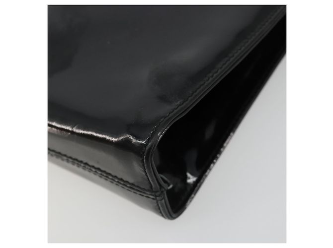 Sac à chaîne Gancini Salvatore Ferragamo en cuir verni noir et or Auth 184797 Doré - vue 17