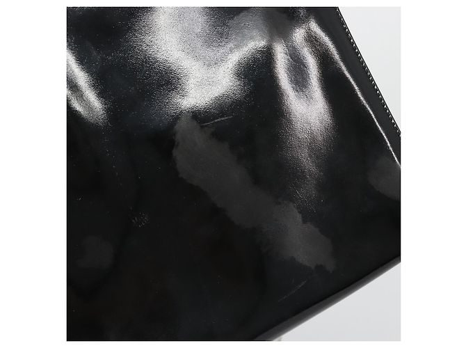 Sac à chaîne Gancini Salvatore Ferragamo en cuir verni noir et or Auth 184797 Doré - vue 3