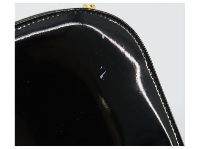 Sac à chaîne Gancini Salvatore Ferragamo en cuir verni noir et or Auth 184797 Doré - vue 9