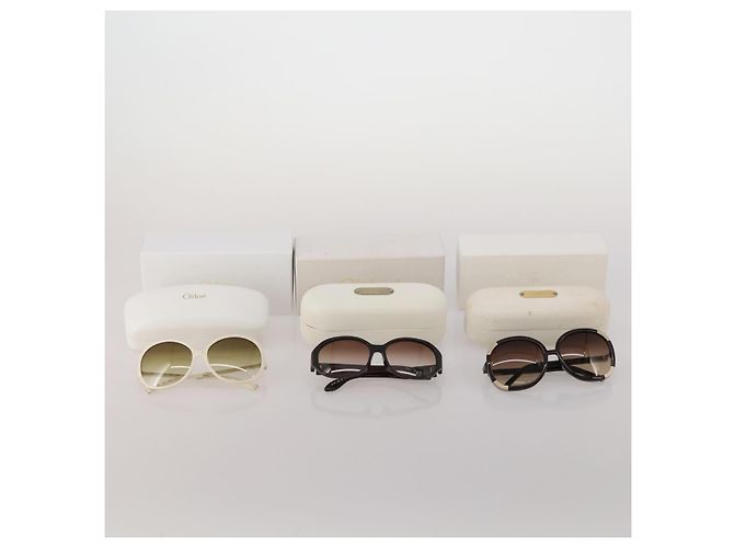 Chloé Gafas de sol Chloe de plástico 3 Set Brown White Auth BA13058 Castaño Blanco - vista 17
