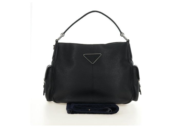Borsa a Spalla PRADA in Pelle Nera Argento Auth am11799V Nero - vista 12