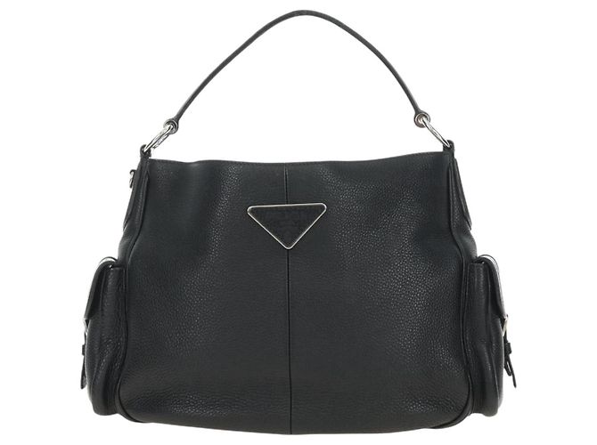 Borsa a Spalla PRADA in Pelle Nera Argento Auth am11799V Nero - vista 13