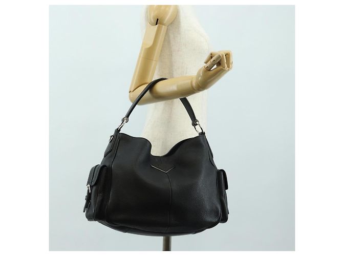 Borsa a Spalla PRADA in Pelle Nera Argento Auth am11799V Nero - vista 24