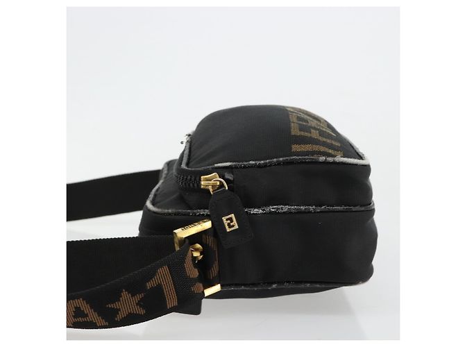 Borsa a tracolla FENDI Canvas Black Gold Auth 183392 Nero D'oro - vista 4